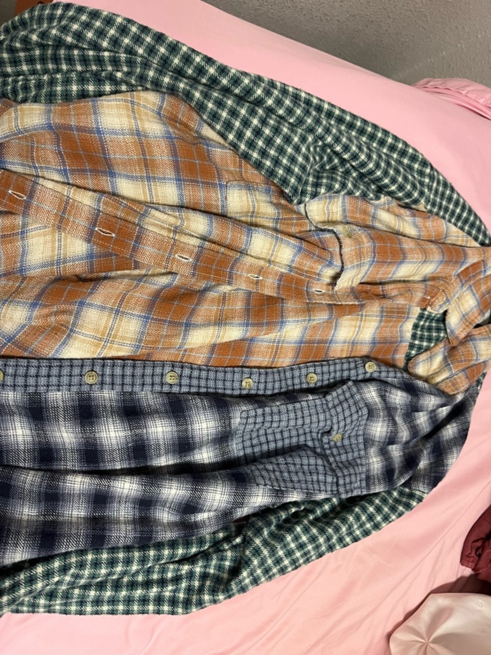 Women's Plaid Flannel Patchwork Long sleeve Shirt - Blue/Orange/Brown